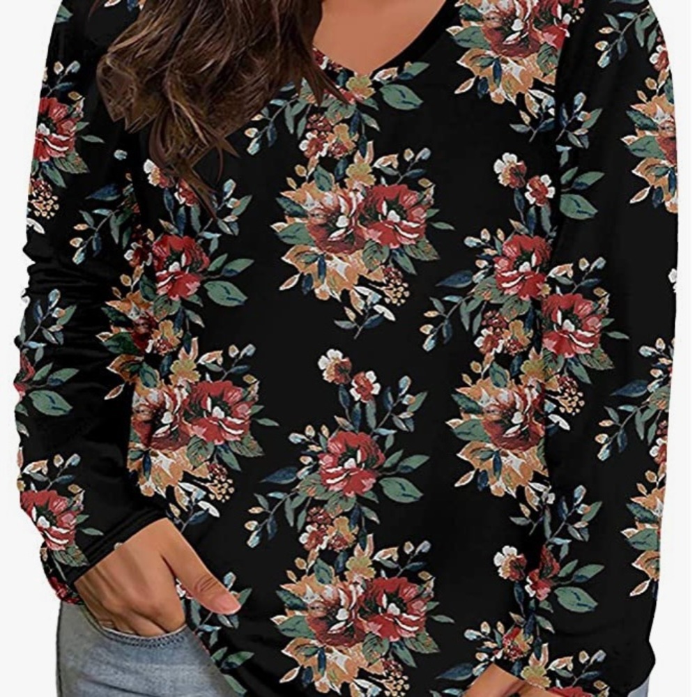 V-Neck Longsleeve Floral Tunic